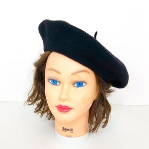 French black beret wool hat